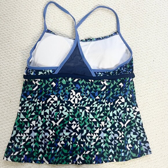 Nike Blue Green Geometric Tankini Large - Picture 2 of 4